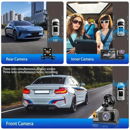 3Camera Dash Cam For Car Camera 1080P Video Recorder