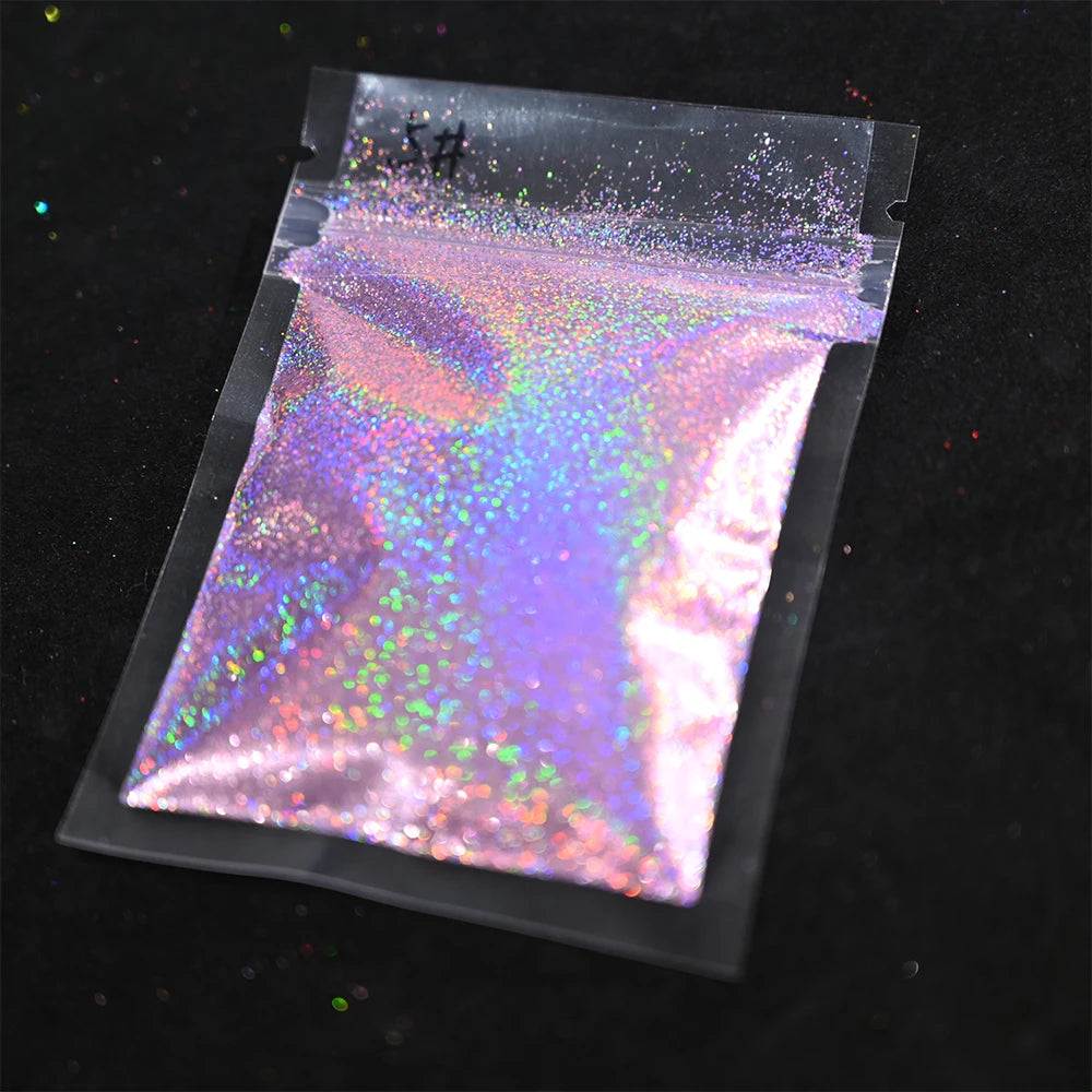 Laser Holographic Rainbow Nail Glitter 0.2MM Sparkly Nails Glitter Powder 10G/5G Dazzling Glitter Dust DIY Nail Art Decoration