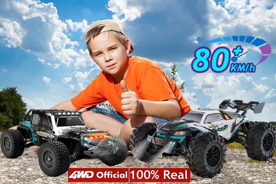 1:16 80km/h Brushless RC Drift Car With LED Lights 4WD Electric High Speed Racing Remote Control Monster Truck for Kids Adults