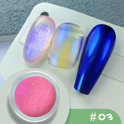 1Jar Metallic Mirror Chrome Nail Powder Holographic Laser Silvery Golden Nail Rubbing Glitter Pigment UV Gel Polish Mirror Powde