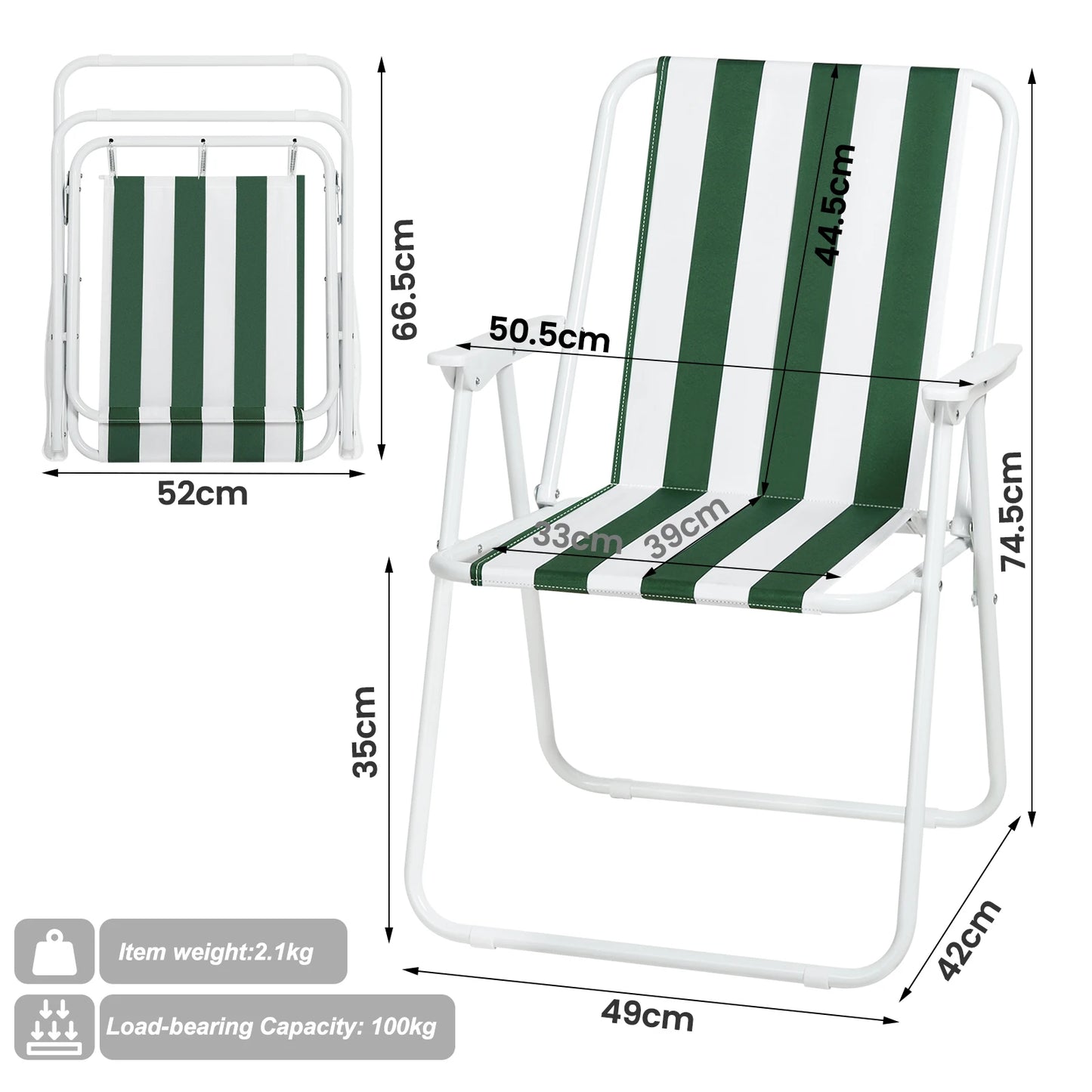 Lightweight Foldable Camping Chair Folding Fishing Chair with Armrests for Beach Garden Patio Outdoor Camping Picnic