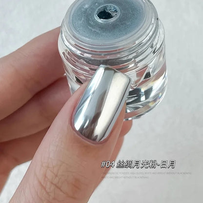 1Jar Metallic Mirror Chrome Nail Powder Holographic Laser Silvery Golden Nail Rubbing Glitter Pigment UV Gel Polish Mirror Powde