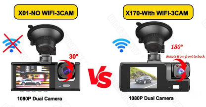 3Camera Dash Cam For Car Camera 1080P Video Recorder