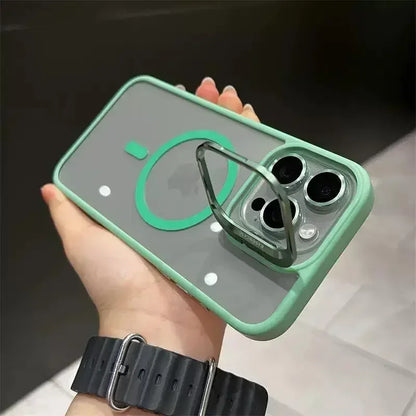 Magsafe Magnetic Lens Protection Stand Phone Case For IPhone