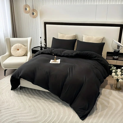 3pcs Brushed Solid Color Duvet Cover, duvet cover*1+Pillowcases*2, Polyester Fabric, All Season Bedding