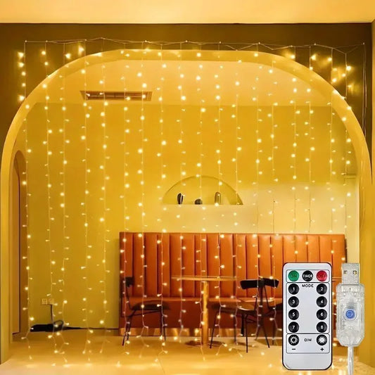 USB Curtain LED String Lights 3/4/6M Remote