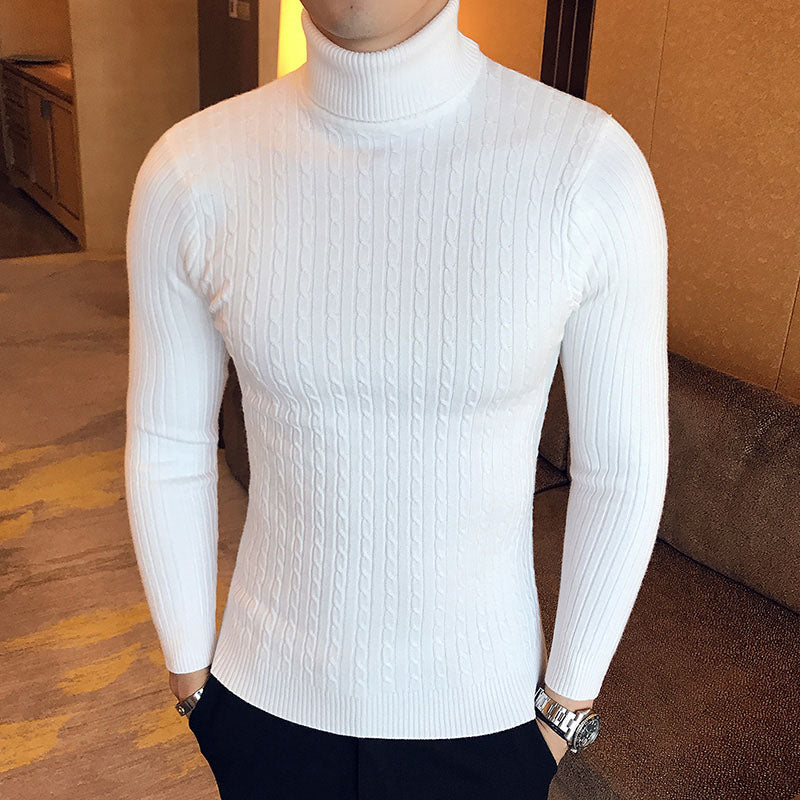 2025 New Turtleneck Sweater Casual Men's Rollneck Knitted Sweater