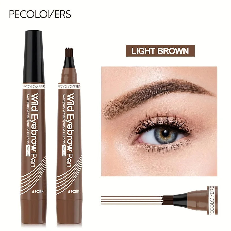 6 Colors 1pc Eyebrow Pen Waterproof 4 Split Tip Eyebrows Pen Eyebrow Tattoo Pen Waterproof Liquid Black Eyebrow Makeup Pencil