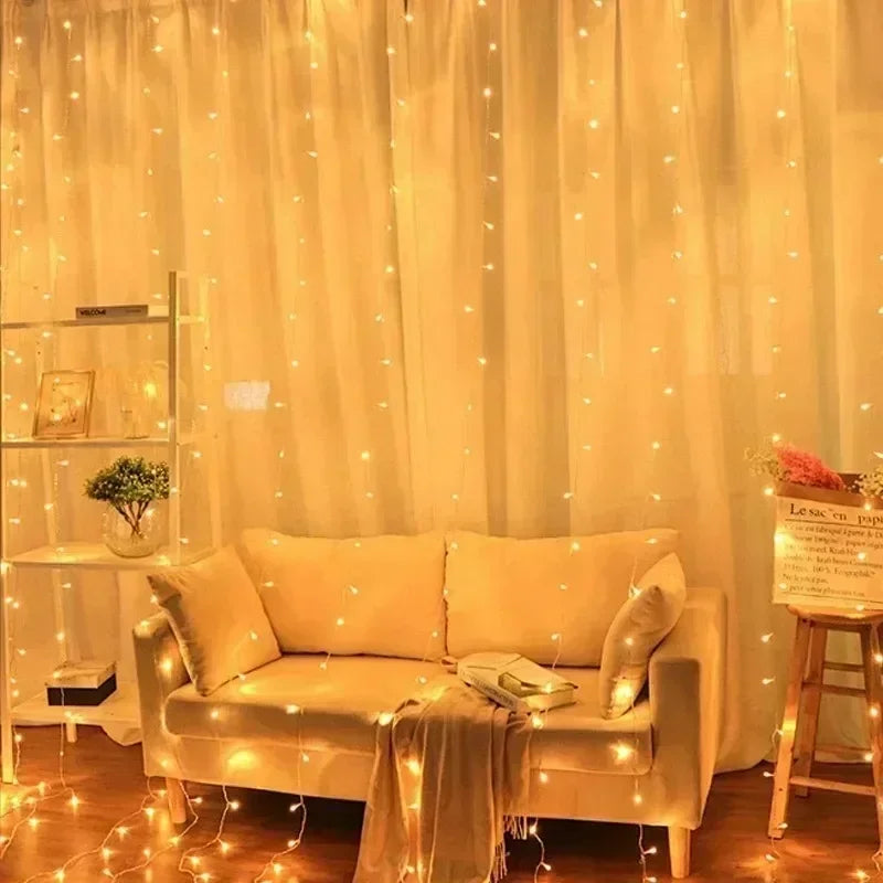 USB Curtain LED String Lights 3/4/6M Remote