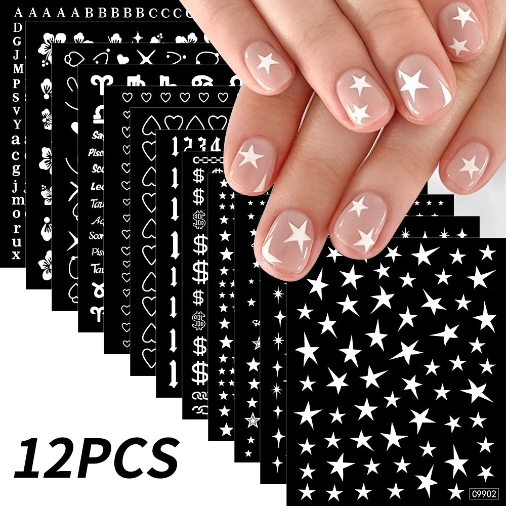 12sheet Cartoon Stitch Angel Nail Stickers Set Multiple Action Kawaii Stitch Nail Art Decals Adhesive Kids Manicure Decorations