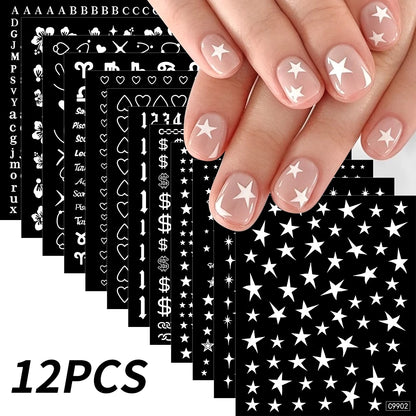 12sheet Cartoon Stitch Angel Nail Stickers Set Multiple Action Kawaii Stitch Nail Art Decals Adhesive Kids Manicure Decorations
