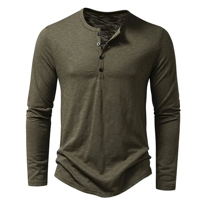 Autumn New Men's Cotton Button Long Sleeve