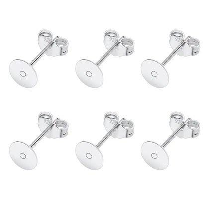 50pcs/lot 925 Silver Plated Blank Post Earring Studs Base Pin With Earring Plug Findings Ear Back DIY Jewelry Making Accessories