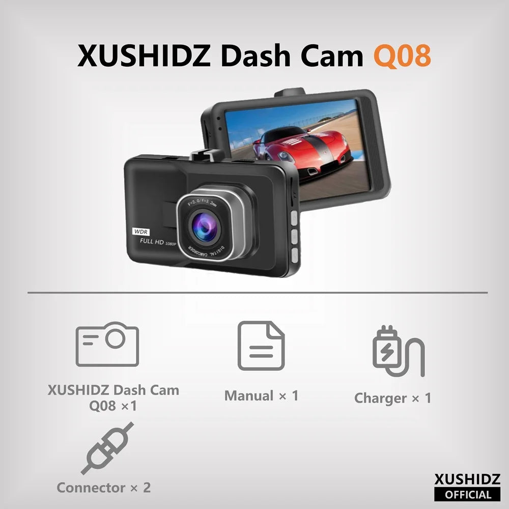 XUSHIDZ NEW 1080P HD Dash Camera Loop Recording Car Vehicle