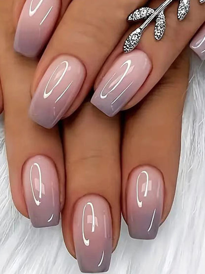 ARTAUG 24pcs Glossy Pink Press On Nails Medium Square Fake Nail Elegantstyle False Nail Full Cover Fake Nail For Stylish Women