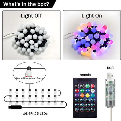 Smart APP RGB String Lights 33Ft 50Bulbs