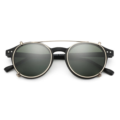 ZENOTTIC-Steampunk Style Clip On Sunglasses for Men Women Anti Blue Light Glasses+Polarized Clip Fashion/Retro Computer Eyewear