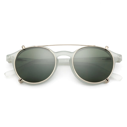ZENOTTIC-Steampunk Style Clip On Sunglasses for Men Women Anti Blue Light Glasses+Polarized Clip Fashion/Retro Computer Eyewear