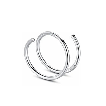 1cs Stainless Steel Double Nose Ring Spiral Nose