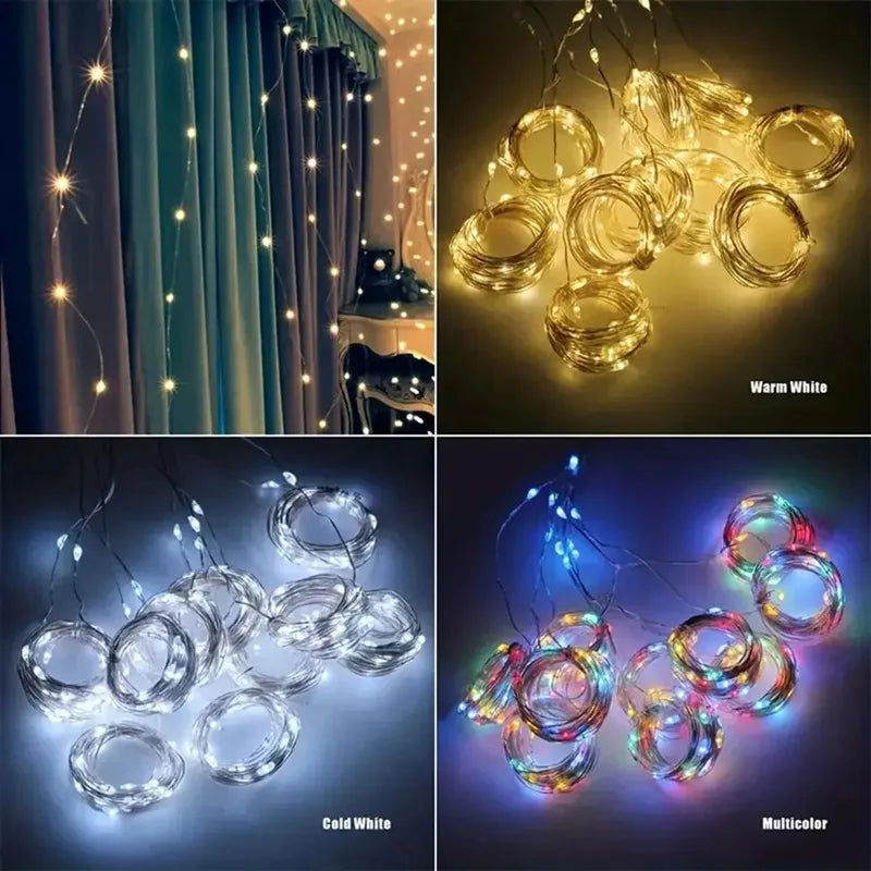 USB Curtain LED String Lights 3/4/6M Remote