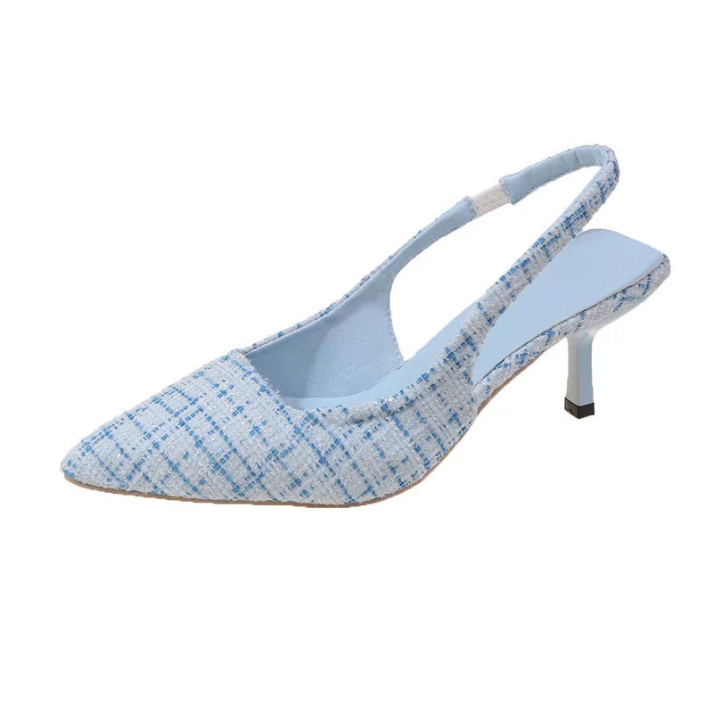 Sea Salt Blue Pointed High Heel Sandals for Women