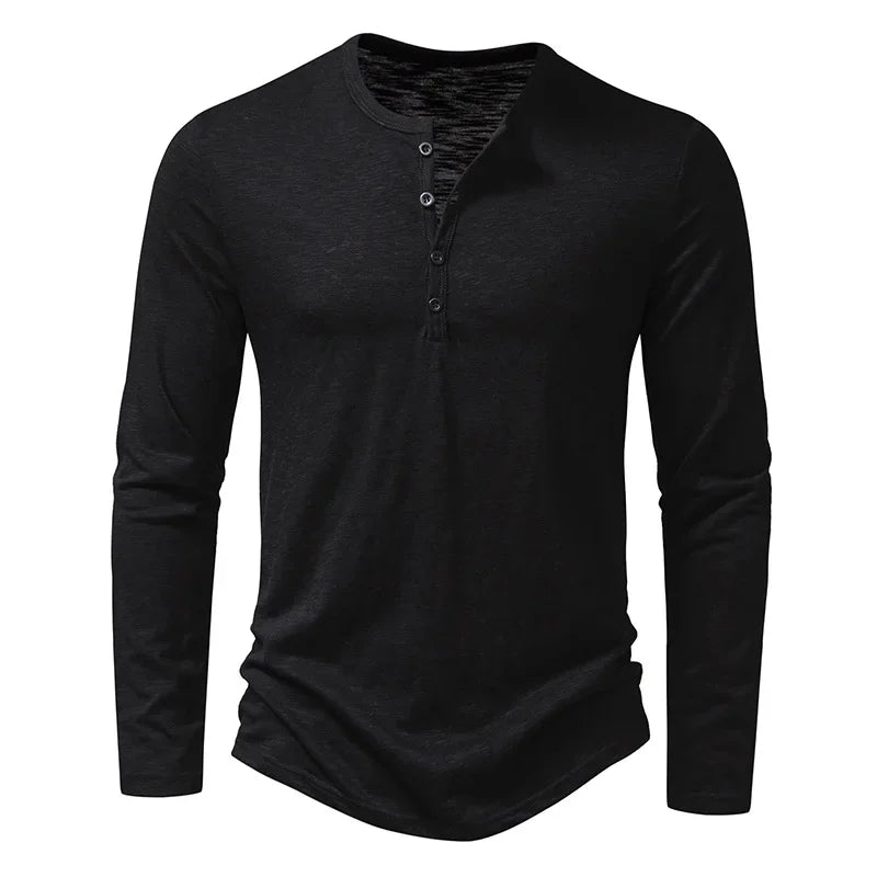 Autumn New Men's Cotton Button Long Sleeve