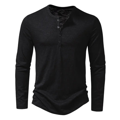 Autumn New Men's Cotton Button Long Sleeve