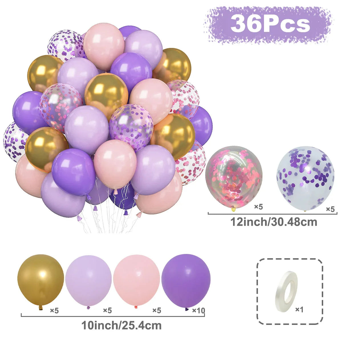 31/36/37/51/101Pcs Metallic Balloons Pearl Latex Balloon Gold Confetti Balloons for Birthday Weddings Baby Shower