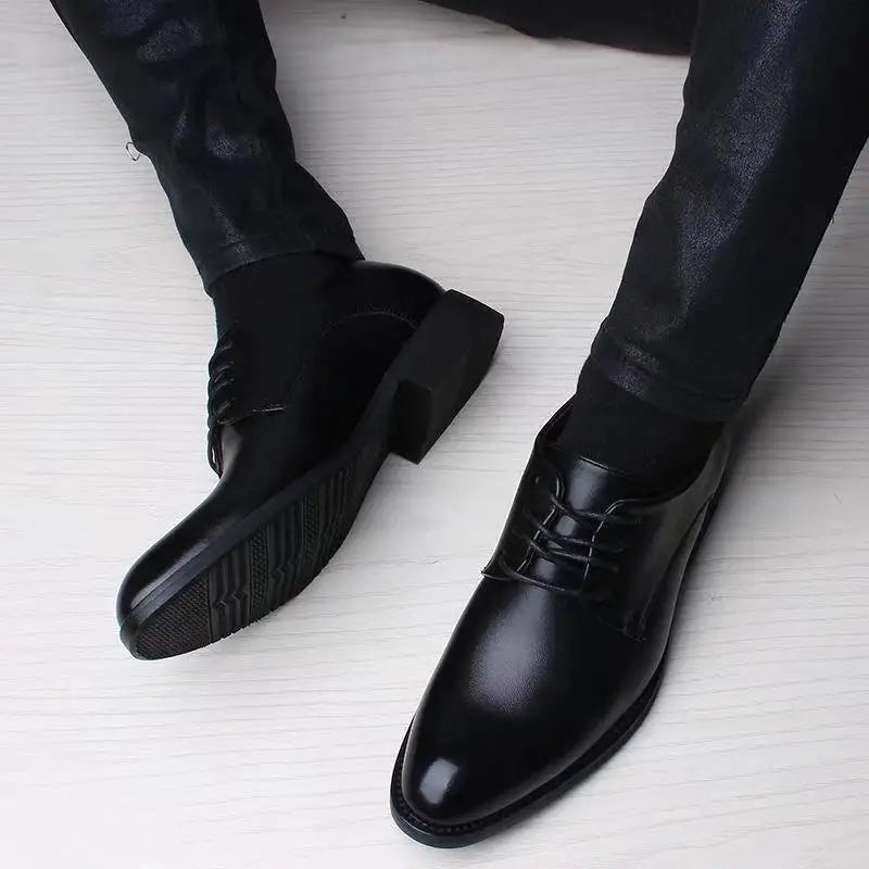 Spring and Autumn British Casual Business Formal Leather Shoes Men Shoes Heightening Single Shoes Shoes Casual Shoes Suit