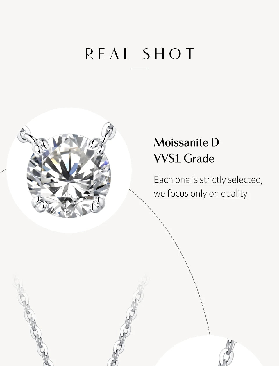 Luxury Moissanite Diamond 6.5mm 1CT Necklace For Woman