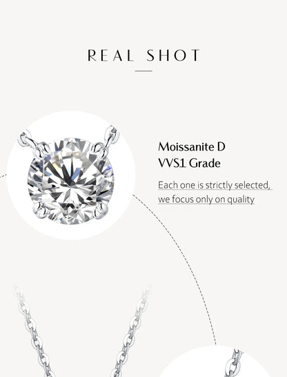 Luxury Moissanite Diamond 6.5mm 1CT Necklace For Woman