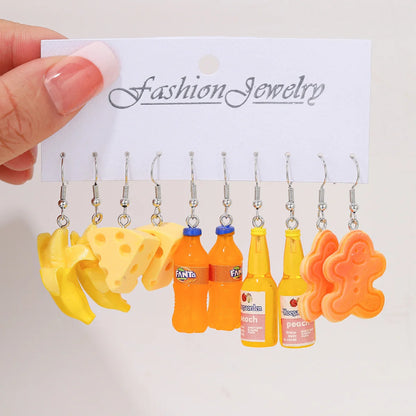 Fashion Sweet Fruit Drink Earrings Set for Women