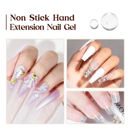 Pink/Clear/White Solid Builder Gel For Nails Hard Gel Extension Builder Nail Gel,Non-Sticky 3D Sculpture Diy Nail Poly Art Gel