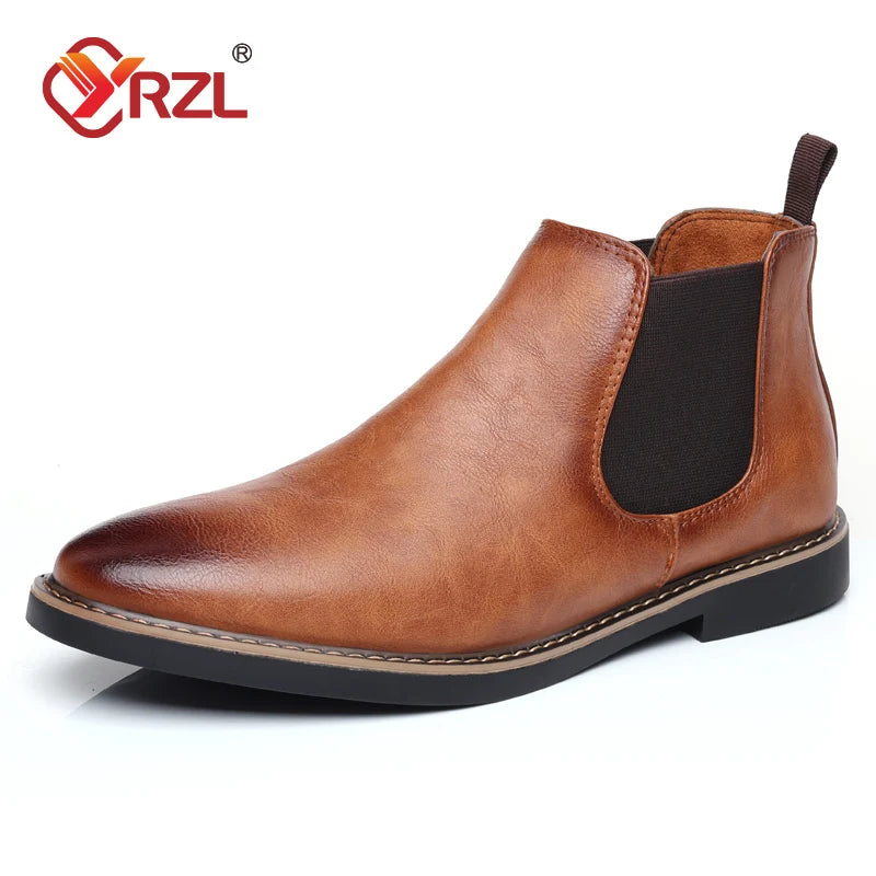 Men Chelsea Boots Brand Retro Comfortable PU Leather