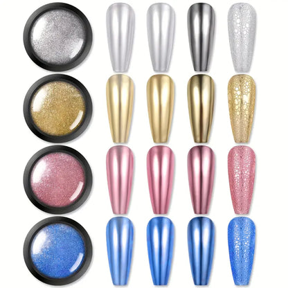 1pcs Nail Glitter Metallic Rubbing Dust Gel Polish Pigment Shinning Metal Manicure Decor Magic Mirror Powder Gold Silver Chrome