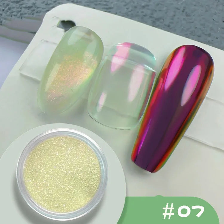 1Jar Metallic Mirror Chrome Nail Powder Holographic Laser Silvery Golden Nail Rubbing Glitter Pigment UV Gel Polish Mirror Powde