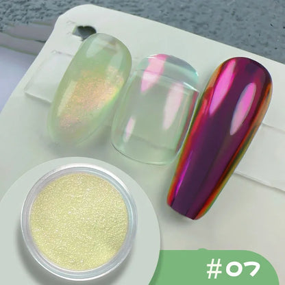 1Jar Metallic Mirror Chrome Nail Powder Holographic Laser Silvery Golden Nail Rubbing Glitter Pigment UV Gel Polish Mirror Powde