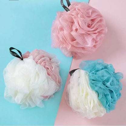 3 PCS Large Bath Balls Color Blocking PE Bath Flower Soft Scrubbing Bubble Net Two Color Bath Flower