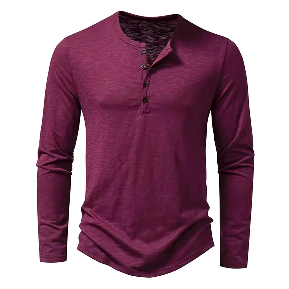 Autumn New Men's Cotton Button Long Sleeve