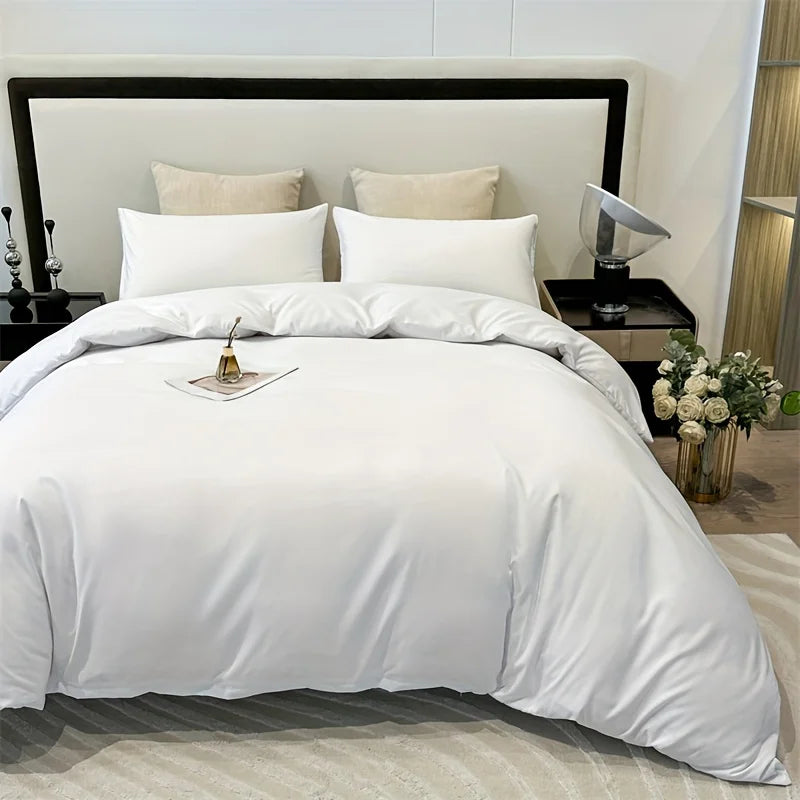 3pcs Brushed Solid Color Duvet Cover, duvet cover*1+Pillowcases*2, Polyester Fabric, All Season Bedding