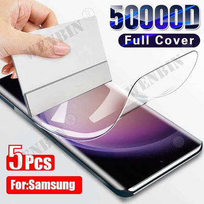 5Pcs Hydrogel Film For Samsung S25 S24 S23 S22 Ultra Plus S24 FE Full Cover Screen Protector