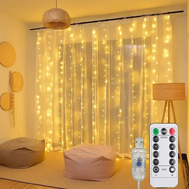 Holiday Light Fairy String Light 3M 4M 6M LED Christmas Decor 8 Mode USB Curtain Light Garland Wedding Party Birthday Decoration