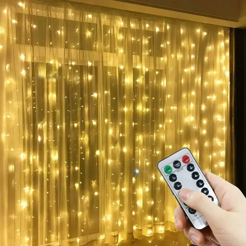 USB Curtain LED String Lights 3/4/6M Remote