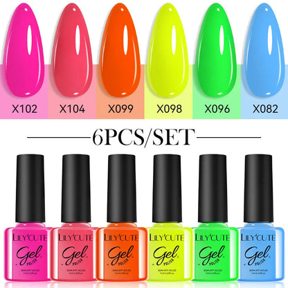 LILYCUTE 6Pcs/set 7ml Coffee Series Gel Nail Polish Kit 125 Colors Manicure Semi Permanent Soak Off UV Nail Art Gel Varnish