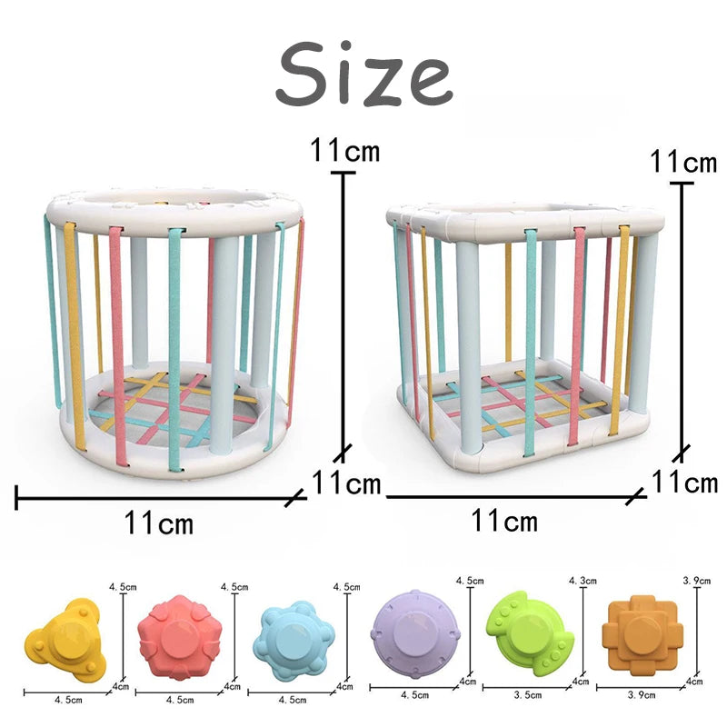 Baby Montessori Shape Sorter Cube Rainbow Colorful Blocks Sorting Game Infant Cognitive Grip Training Learning Educational Toy