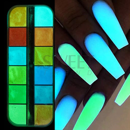 12Grids Mirror Chrome Nail Glitter Powders Metal Effect Silver Gold Pink Chrome Nail Pigment DIY Gel Polish Manicure Decoration
