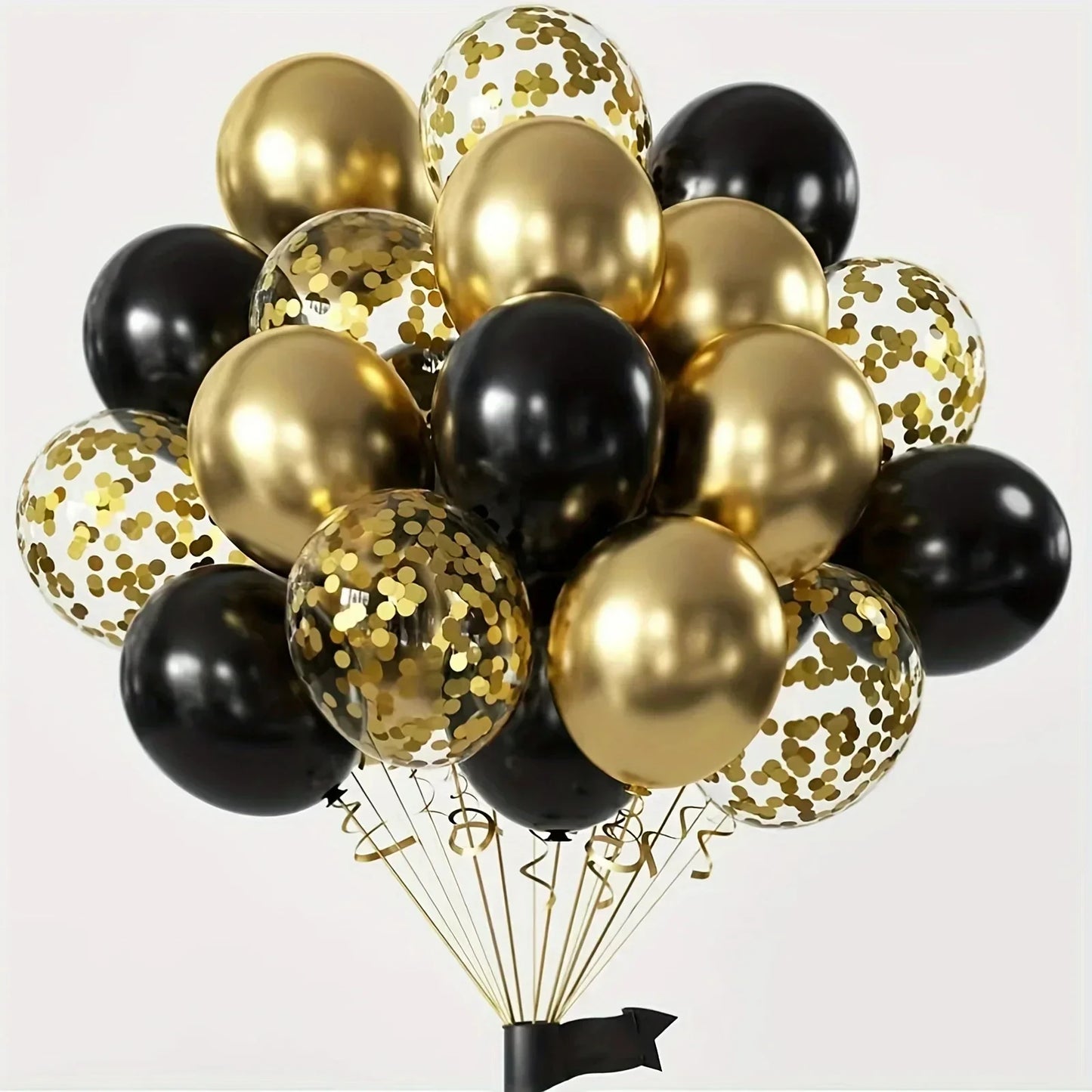 16pcs Black Metallic Sequin Balloons for Birthday Wedding Graduation Party