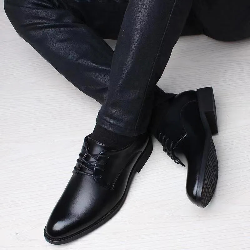 Spring and Autumn British Casual Business Formal Leather Shoes Men Shoes Heightening Single Shoes Shoes Casual Shoes Suit