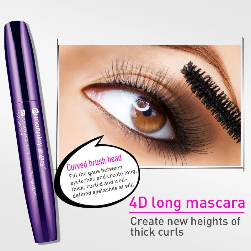 1PCS  4D  Fiber Mascara Waterproof Mascara for eyelash Extension Black Thick Eyelash curler makeup