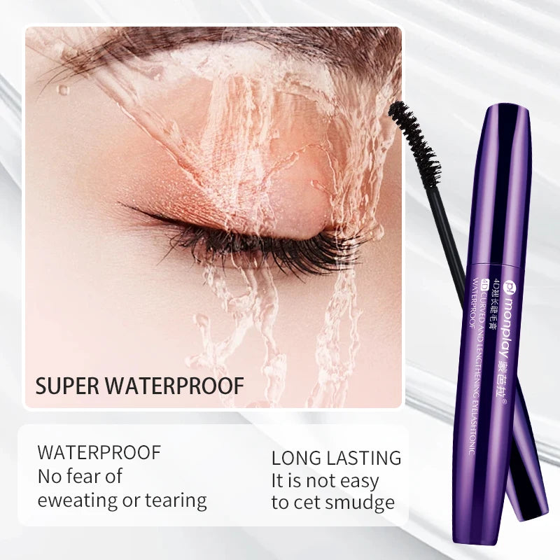 1PCS  4D  Fiber Mascara Waterproof Mascara for eyelash Extension Black Thick Eyelash curler makeup